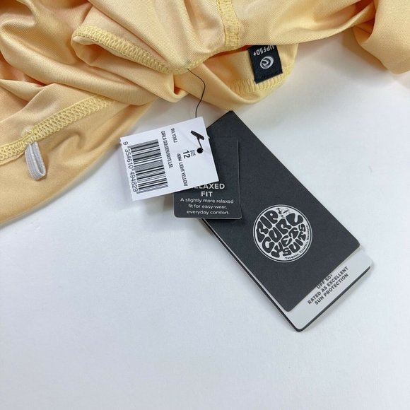 Rip Curl Girls Rash Guard T-Shirt Yellow Sun Protection Long Sleeve Tee 12 New - Picture 4 of 9